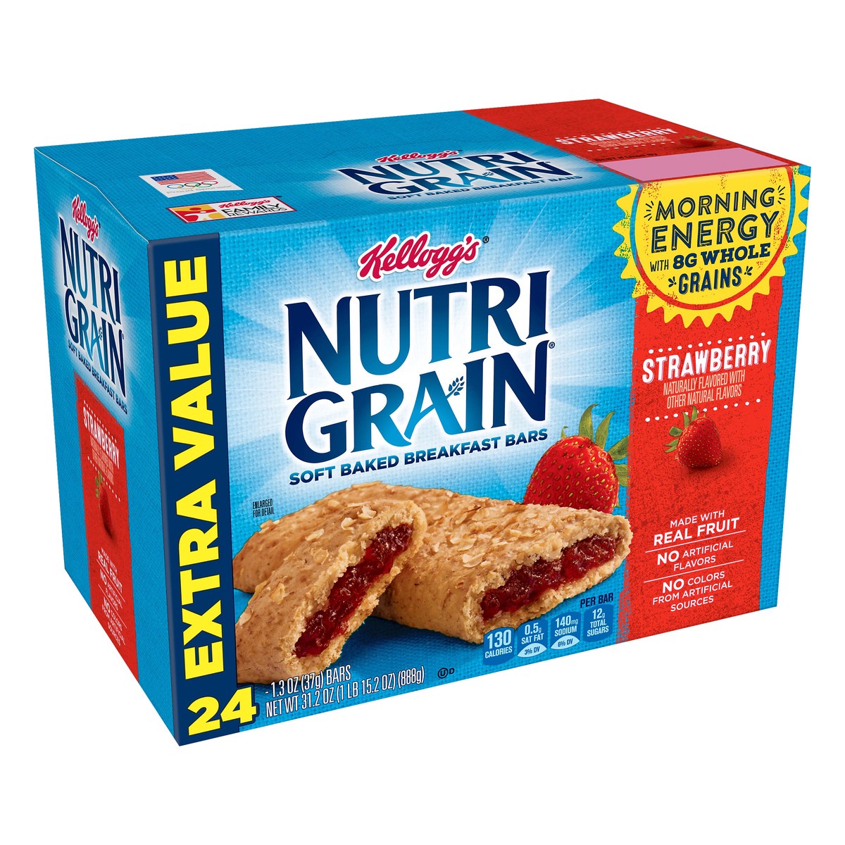slide 11 of 12, Nutri-Grain Soft Baked Breakfast Bars, Strawberry, 24 Ct, 31.2 Oz, Box, 31.2 oz
