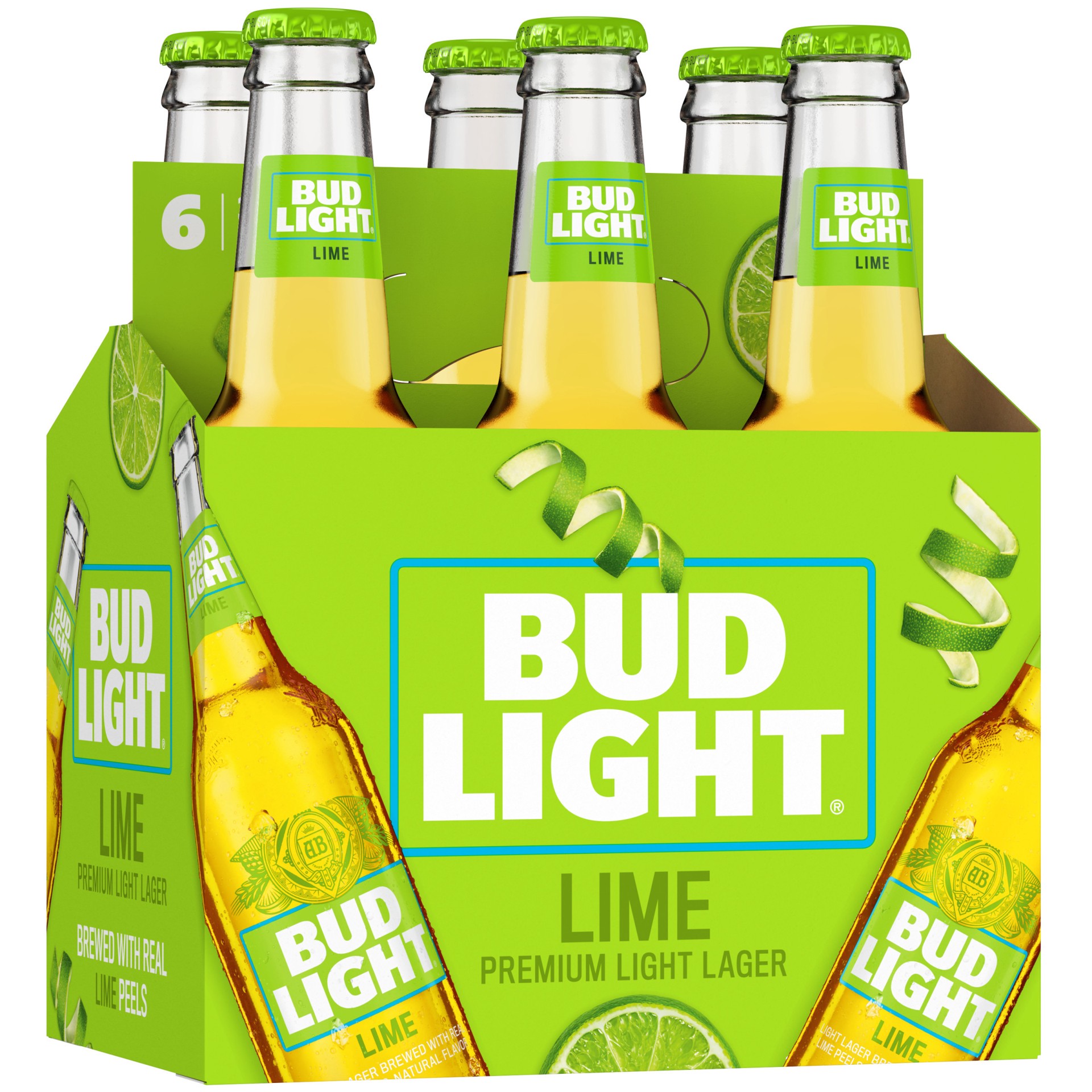 slide 1 of 6, Bud Light Lime Beer, 6 Pack Beer, 12 FL OZ Bottles, 72 fl oz