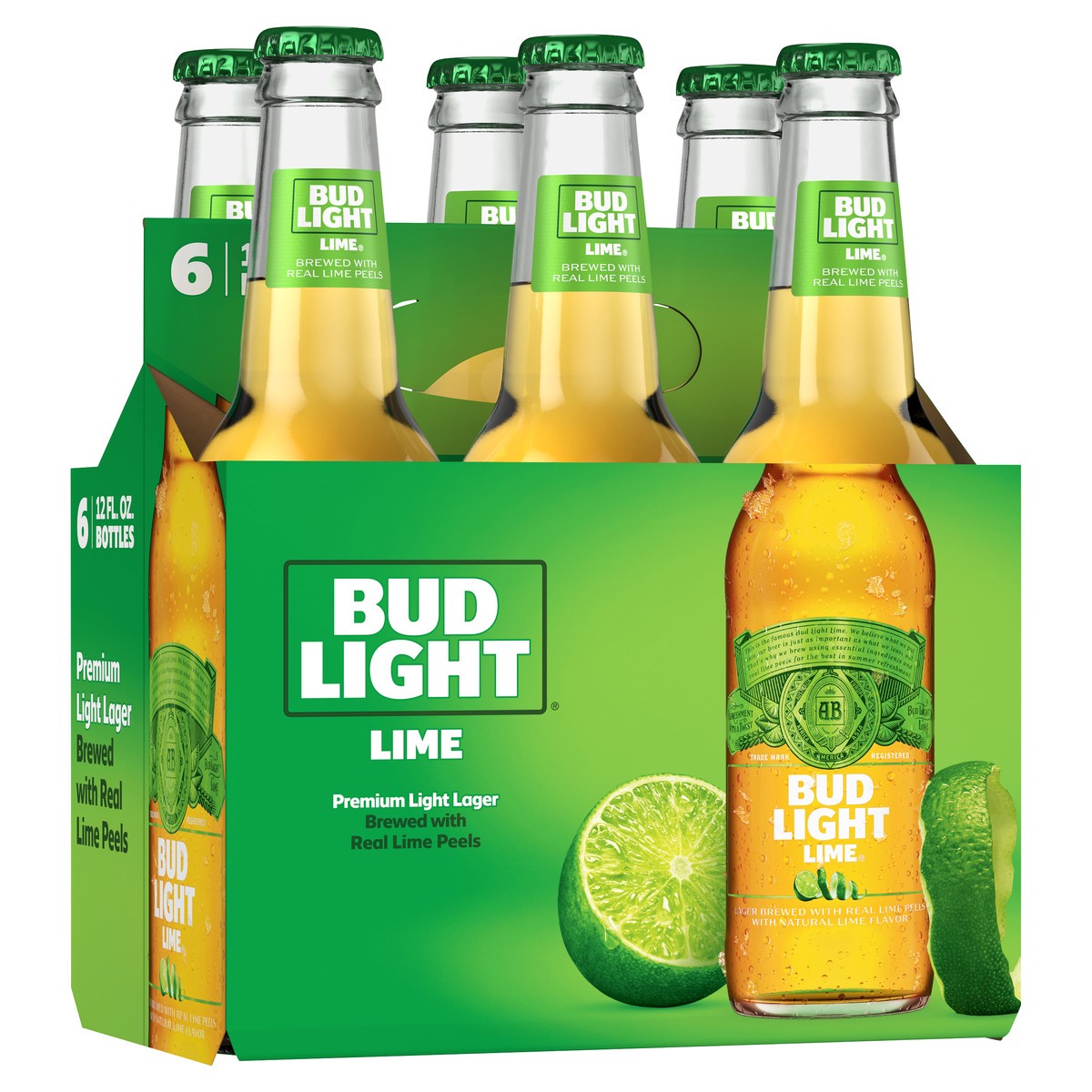 slide 1 of 6, BUD LIGHT LIME Lime Beer, 6 Pack Beer, 12 FL OZ Bottles, 4.2% ABV, 12 fl oz