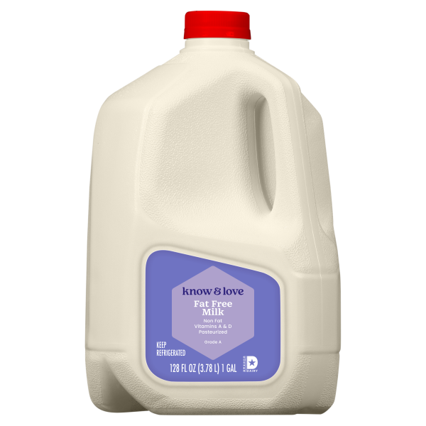 slide 1 of 1, Know & Love Fat Free Milk 1 Gallon, 128 oz