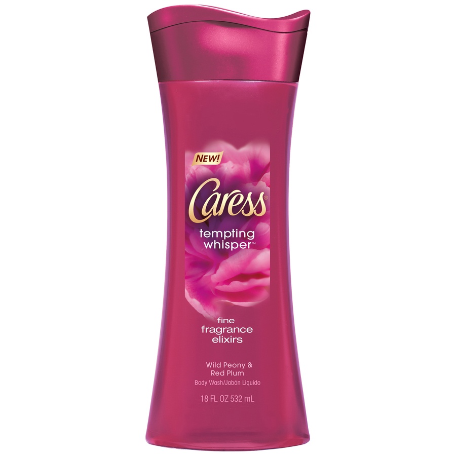 slide 1 of 1, Caress Body Wash, Tempting Whisper, Wild Peony & Red Plum, 16.9 oz