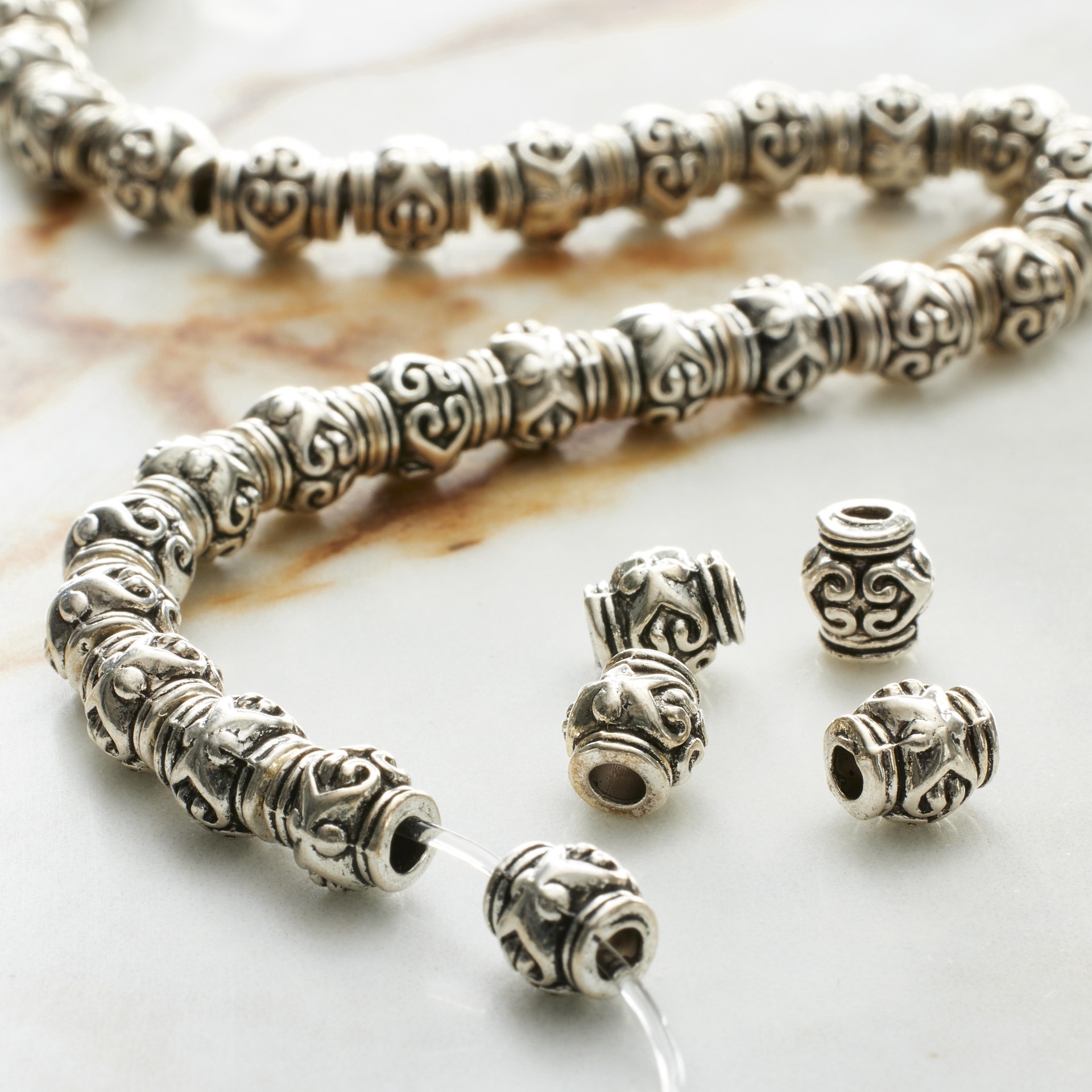 slide 3 of 3, Antique Silver Metal Rondelle Beads, 7mm By Bead Landing, 7mm