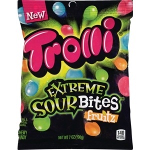 slide 1 of 1, Trolli Extreme Sour Bites Fruits, 7 oz