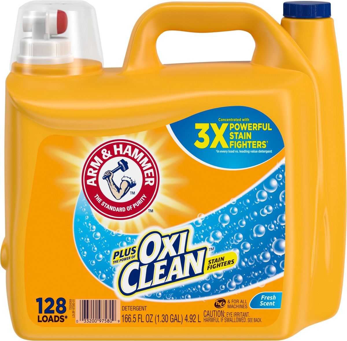 slide 5 of 9, ARM & HAMMER Liquid Laundry 166.5 oz Fresh Scent Plus OxiClean, 166.5 fl oz