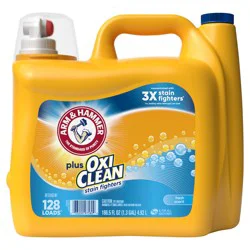 ARM & HAMMER Plus OxiClean Stain Fighters Liquid Laundry Detergent, Fresh Scent, 166.5 fl oz, 128 Loads