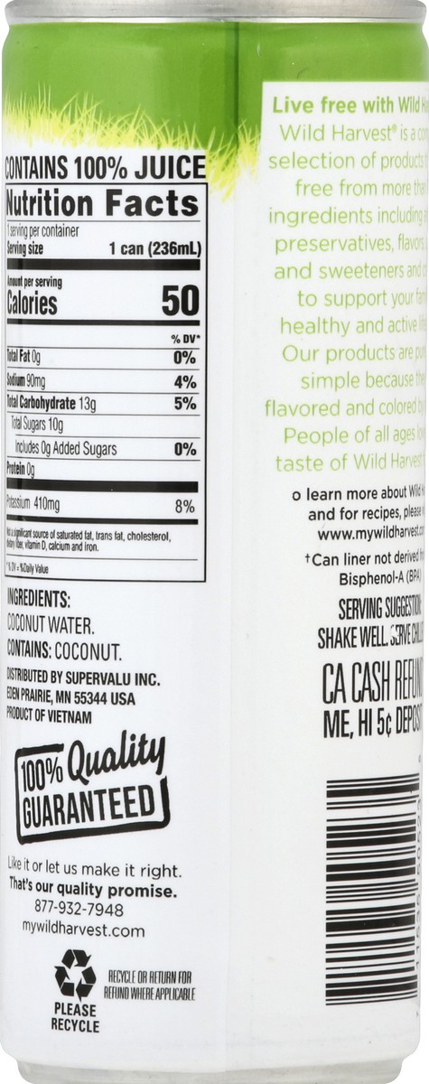 slide 6 of 9, Wild Harvest 100% Coconut Water - 8 fl oz, 8 fl oz