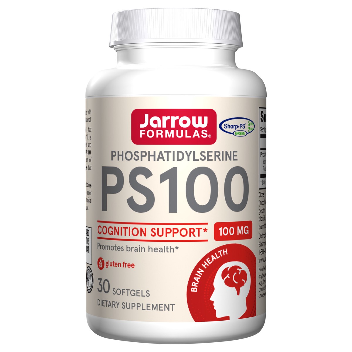 slide 1 of 2, Jarrow Formulas PS100 - 100 mg Phosphatidylserine (PS) from Sunflower Lecithin (Soy-Free) - 30 Servings (Softgels) - Promotes Brain Health & Cognition Support - Dietary Supplement - Gluten Free, 30 ct
