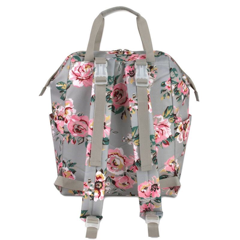 slide 3 of 8, Baby Essentials Floral Frame Backpack - Gray, 1 ct