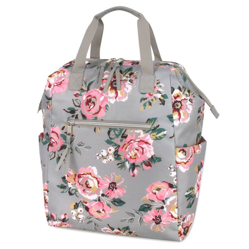 slide 4 of 8, Baby Essentials Floral Frame Backpack - Gray, 1 ct