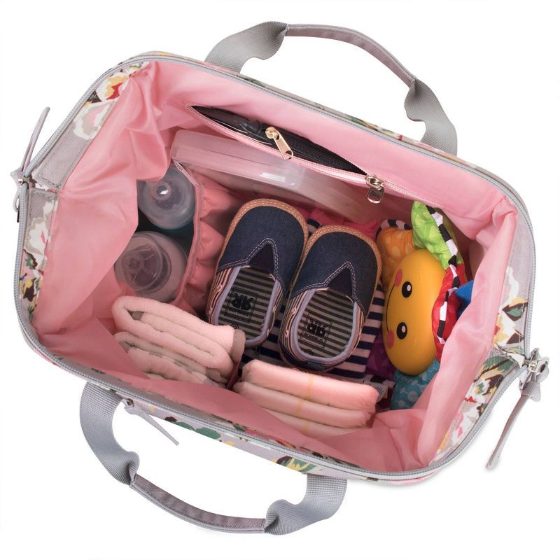 slide 6 of 8, Baby Essentials Floral Frame Backpack - Gray, 1 ct