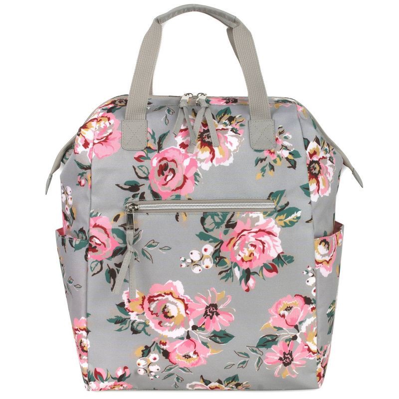 slide 1 of 8, Baby Essentials Floral Frame Backpack - Gray, 1 ct