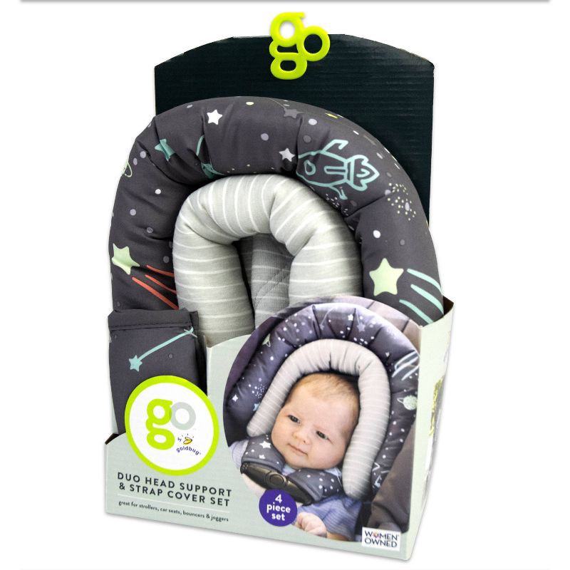 slide 3 of 11, Go by Goldbug Space Duo Head Support And Strap Cover Set For Car Seat, Stroller, Bouncer, 1 ct