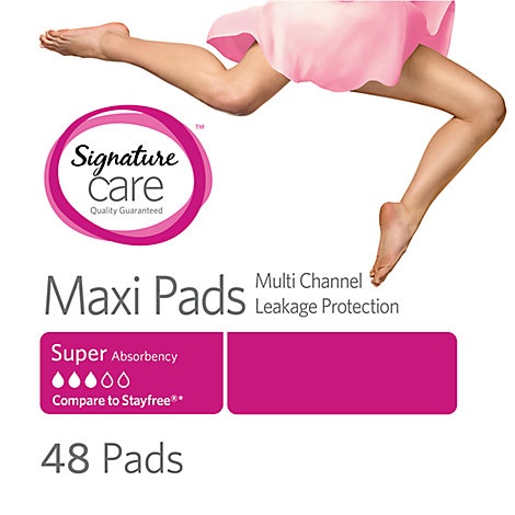 slide 1 of 1, Signature Care Pads Maxi Multi Channel Leakage Protection Super Absorbency, 48 ct