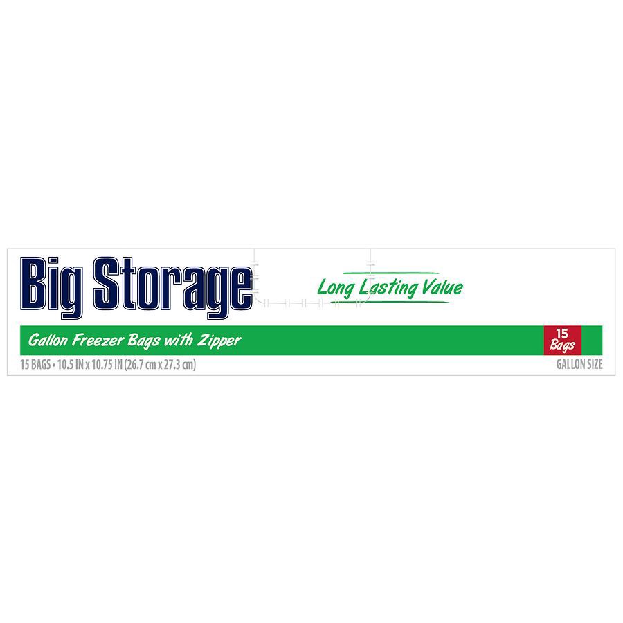 slide 1 of 1, Big Brand Storage Bags Gallon, 15 ct
