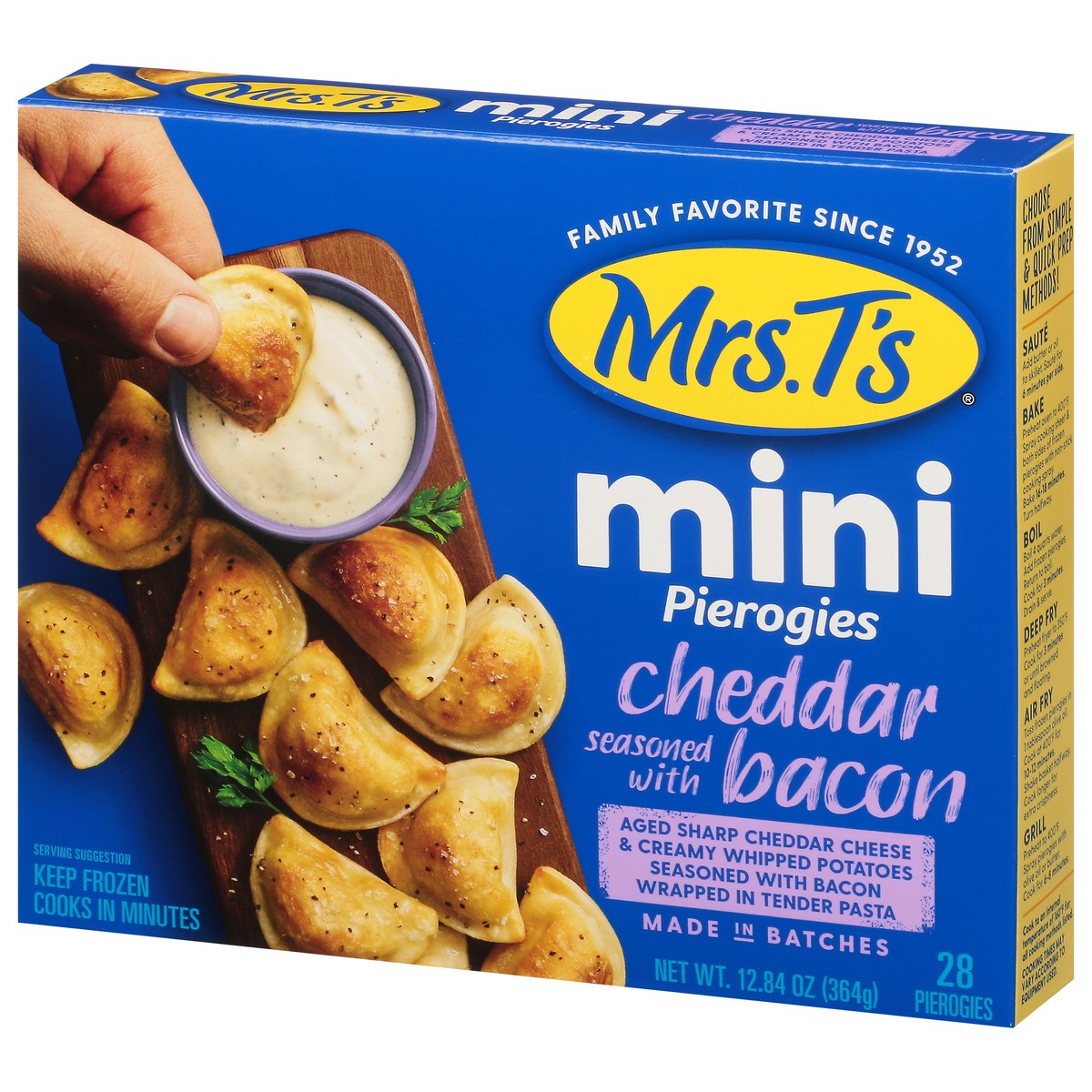 slide 12 of 14, Mrs. T's Minis Cheddar Seasoned with Bacon Pierogies 28 ea, 28 ct