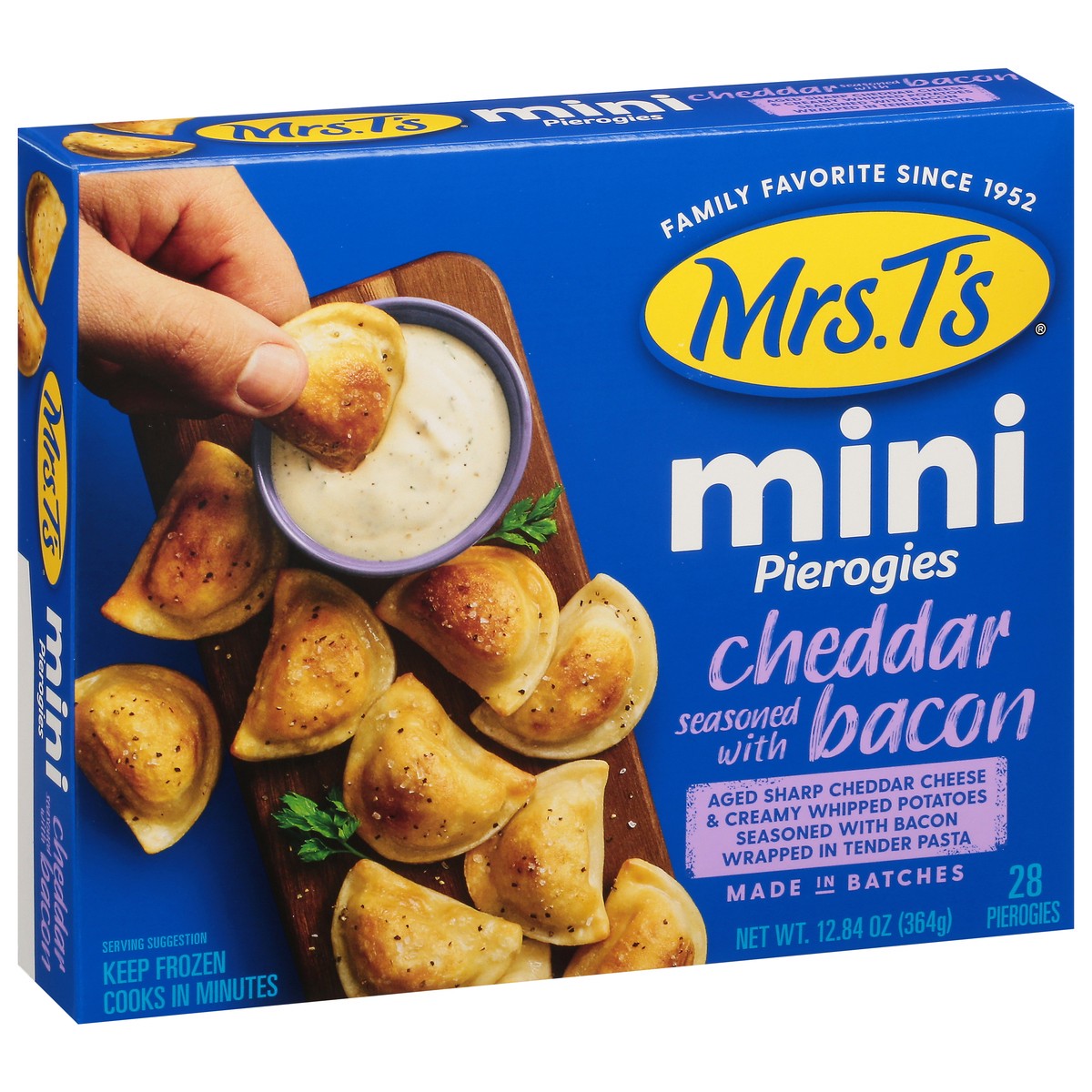 slide 14 of 14, Mrs. T's Minis Cheddar Seasoned with Bacon Pierogies 28 ea, 28 ct