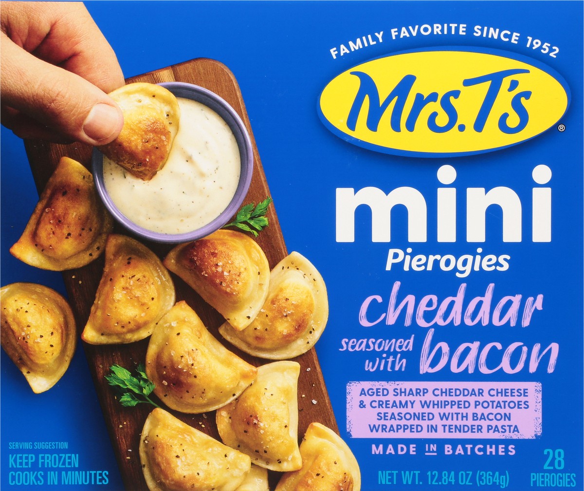 slide 5 of 14, Mrs. T's Minis Cheddar Seasoned with Bacon Pierogies 28 ea, 28 ct