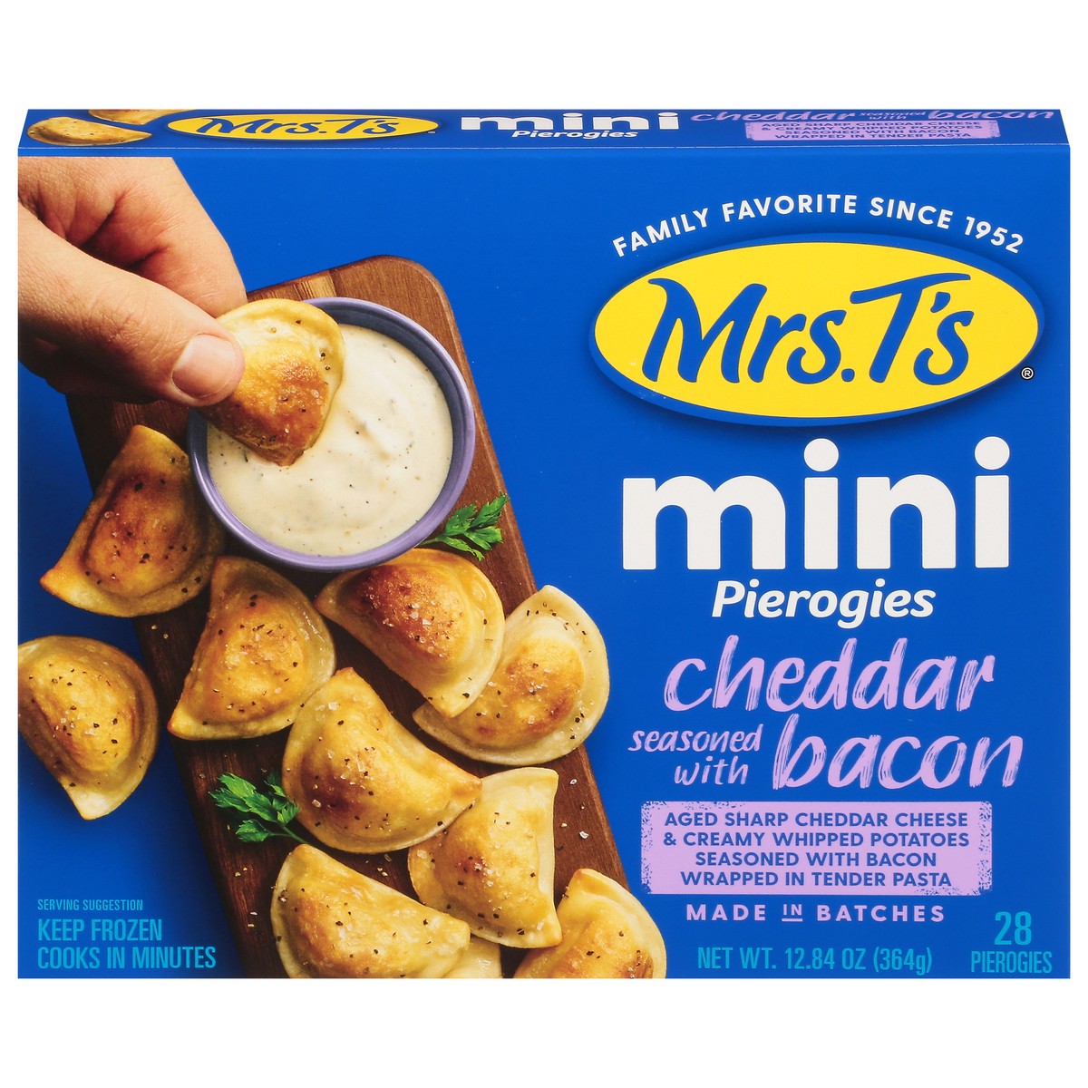 slide 1 of 14, Mrs. T's Minis Cheddar Seasoned with Bacon Pierogies 28 ea, 28 ct