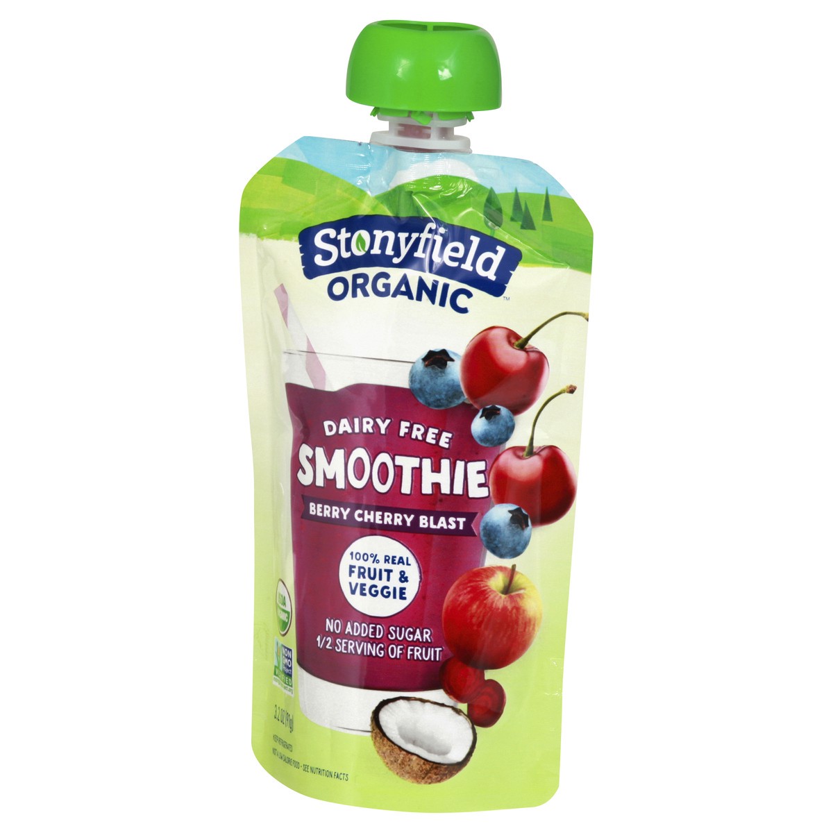 slide 3 of 10, Stonyfield Organic Dairy Free Smoothie, Berry Cherry Blast, 3.2 oz