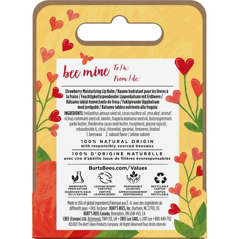 slide 7 of 8, Burt's Bees Bee Mine Moisturizing Lip Balm - Strawberry - 0.15oz, 0.15 oz