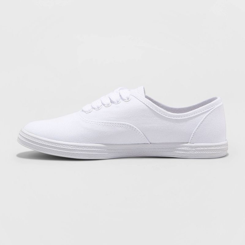 slide 2 of 3, Women's Lunea Lace-Up Sneakers - Universal Thread™ White 8: Canvas, Non-Marking Sole, Closed Round Toe, 1 ct