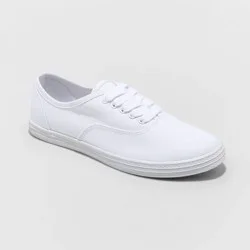 Women's Lunea Lace-Up Sneakers - Universal Thread™ White 9: Canvas, Non-Marking Sole, Closed Round Toe