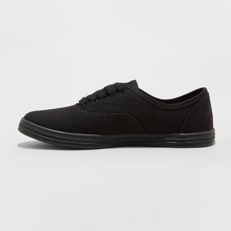 slide 2 of 3, Women's Lunea Lace-Up Sneakers - Universal Thread™ Black 11: Canvas, Non-Marking Sole, Closed Round Toe, 1 ct