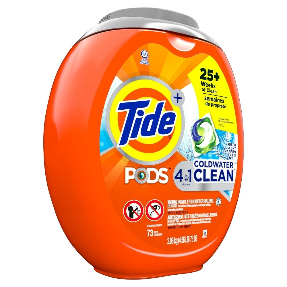 slide 3 of 7, Tide Pods Laundry Detergent Pacs Coldwater Clean, 73 ct