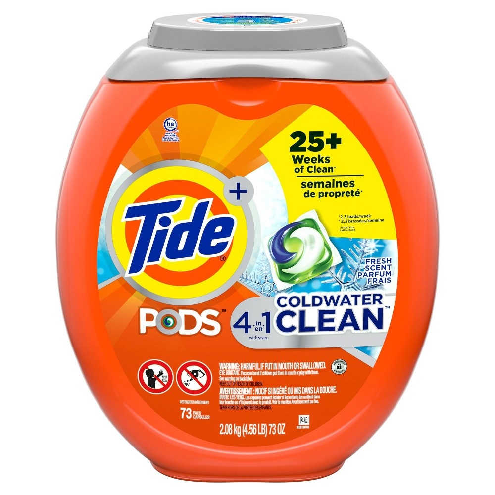 slide 4 of 7, Tide Pods Laundry Detergent Pacs Coldwater Clean, 73 ct