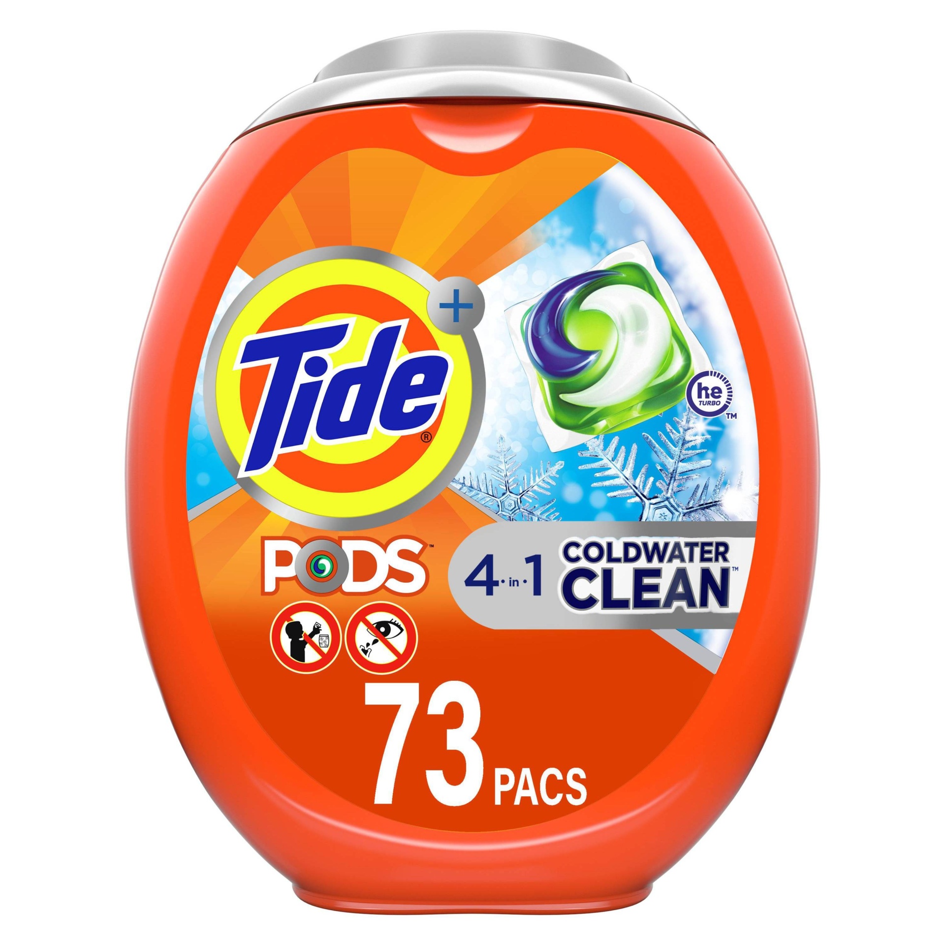 slide 1 of 7, Tide Pods Laundry Detergent Pacs Coldwater Clean, 73 ct