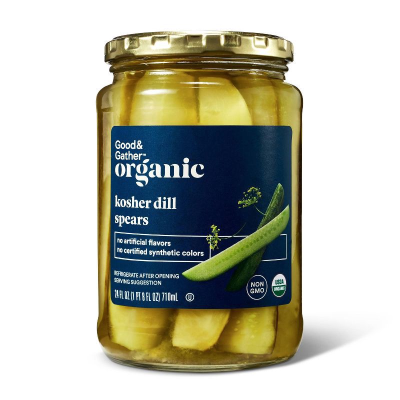 slide 1 of 3, Organic Kosher Dill Pickle Spears - 24 fl oz - Good & Gather™, 24 fl oz