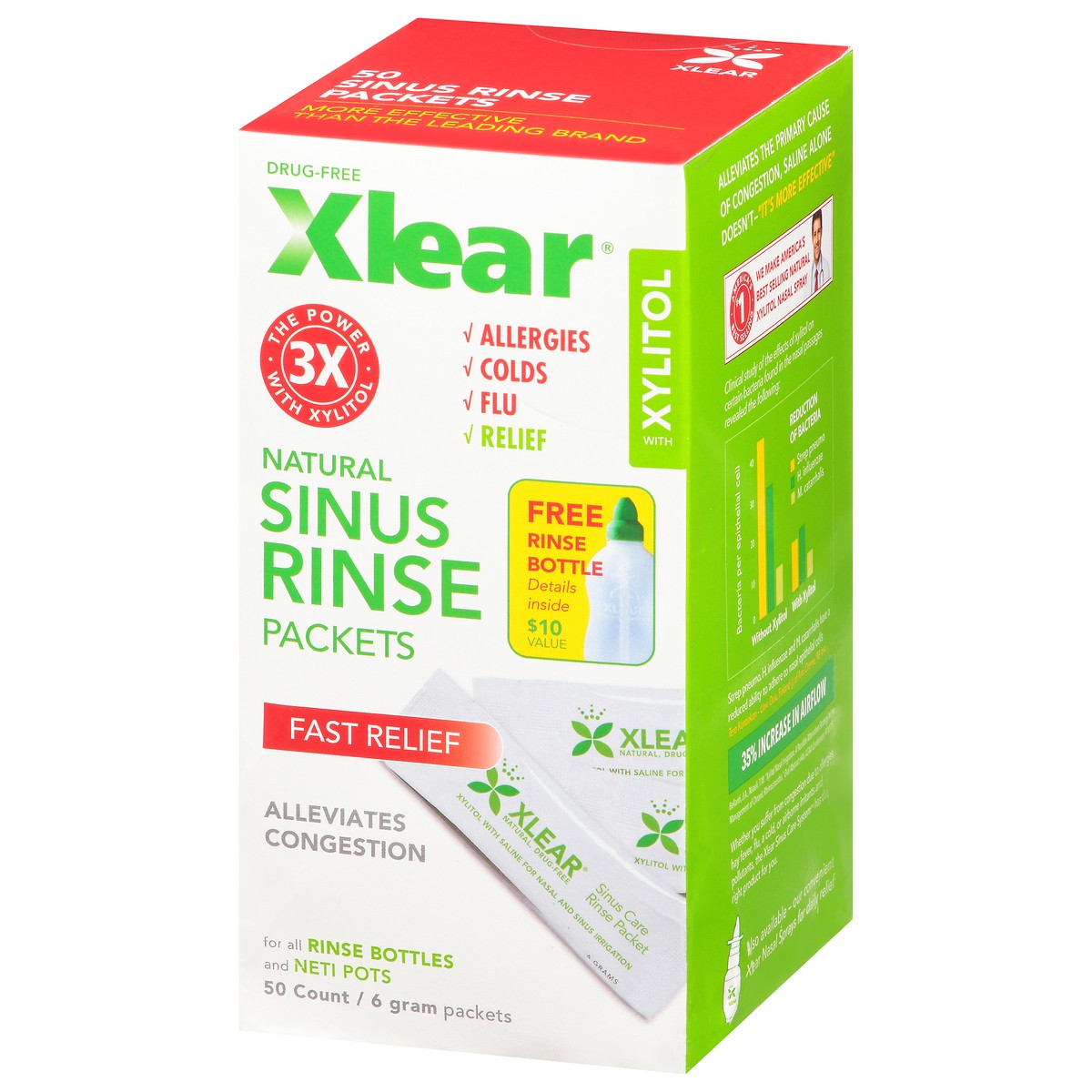 slide 3 of 9, Xlear Sinus Rinse 50-6 g Packets, 50 ct