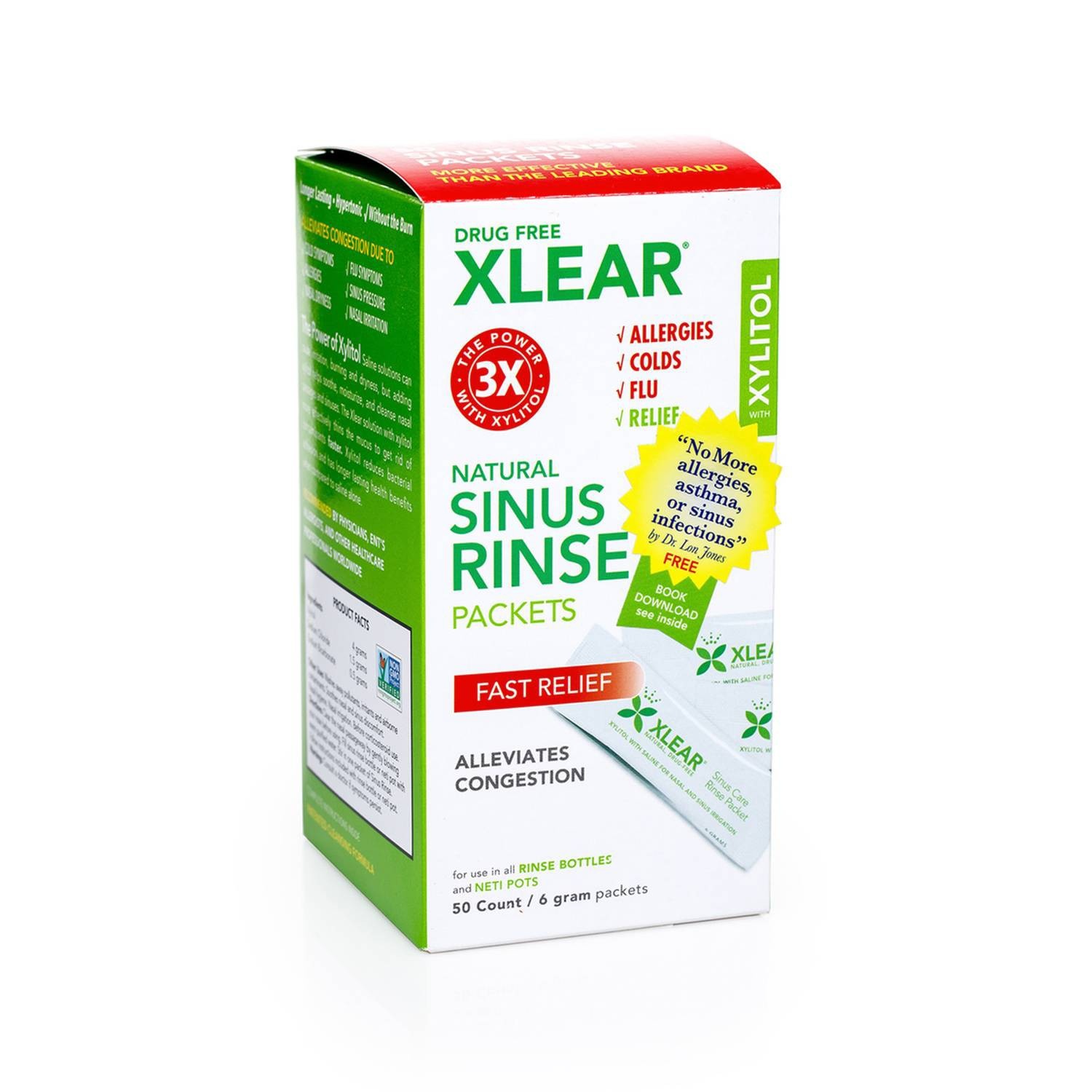 slide 1 of 9, Xlear Sinus Rinse Packets, 50 ct