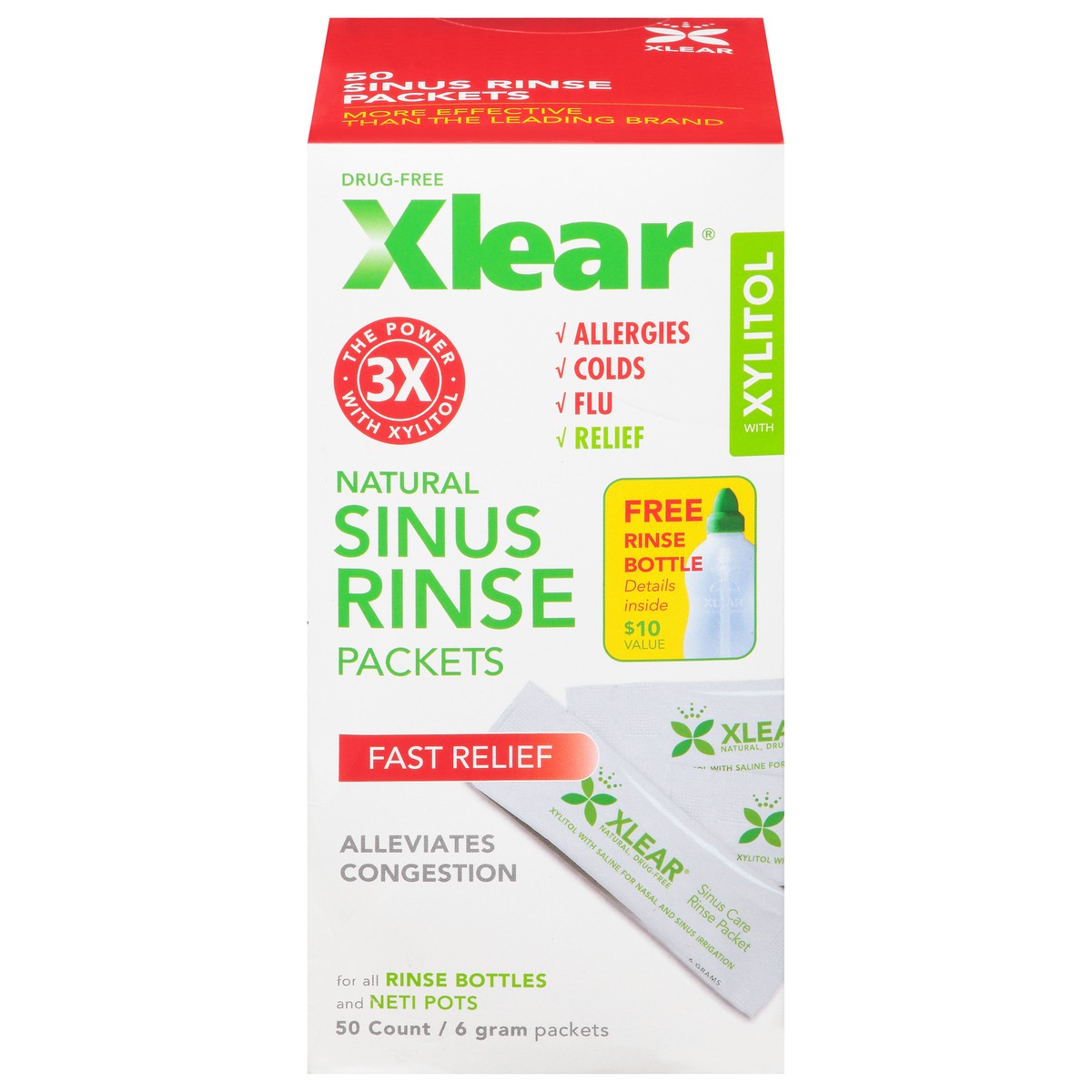 slide 1 of 9, Xlear Sinus Rinse 50-6 g Packets, 50 ct