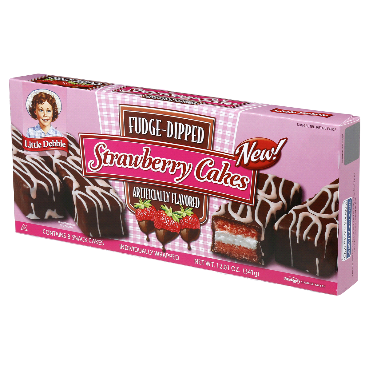 slide 7 of 7, Little Debbie Fudge Dipped Strawberry Cakes, 8 ct; 12.01 oz