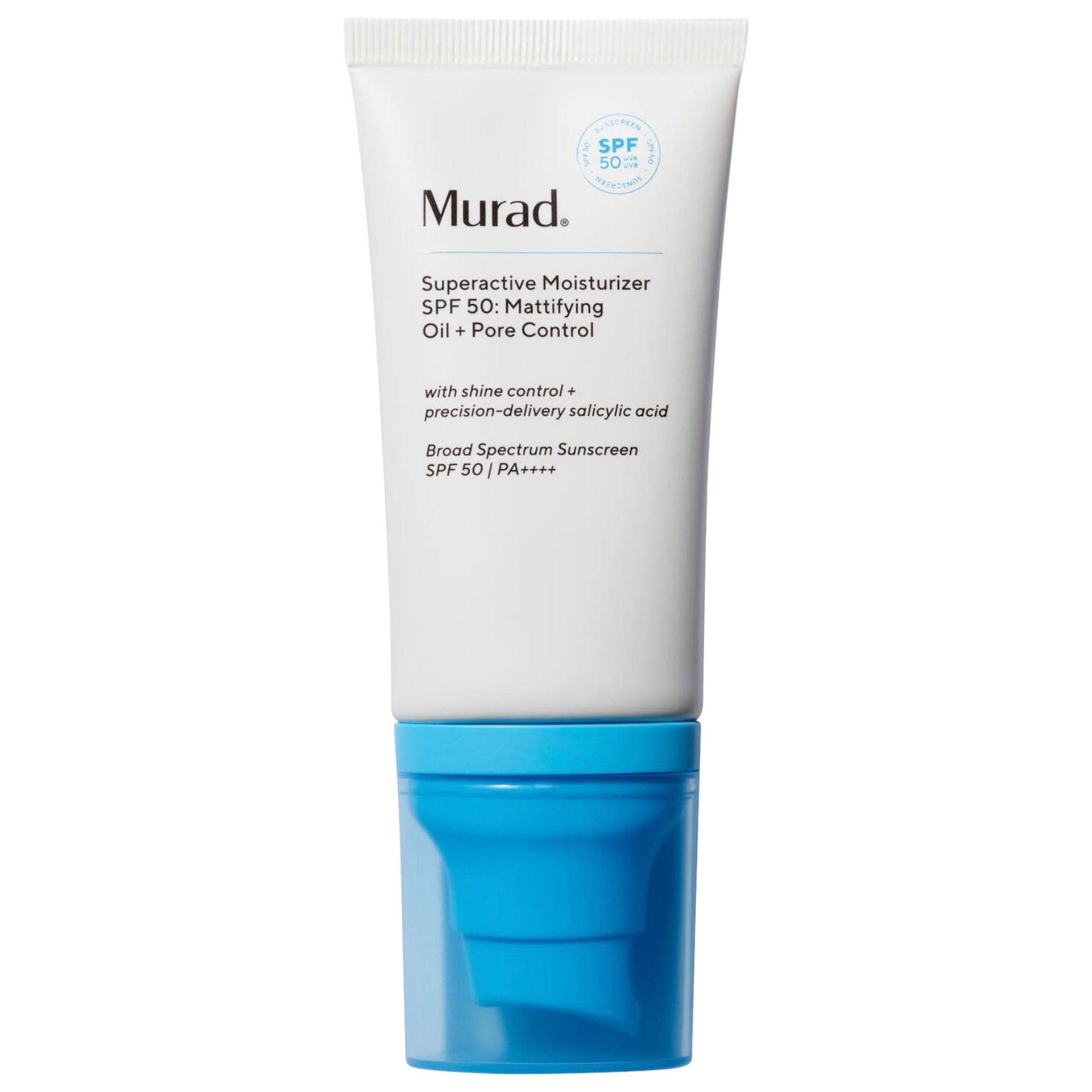slide 1 of 8, Murad Superactive Mattifying Oil + Pore Control Moisturizer SPF 50 with Salicylic Acid 1.7 oz / 50 mL,