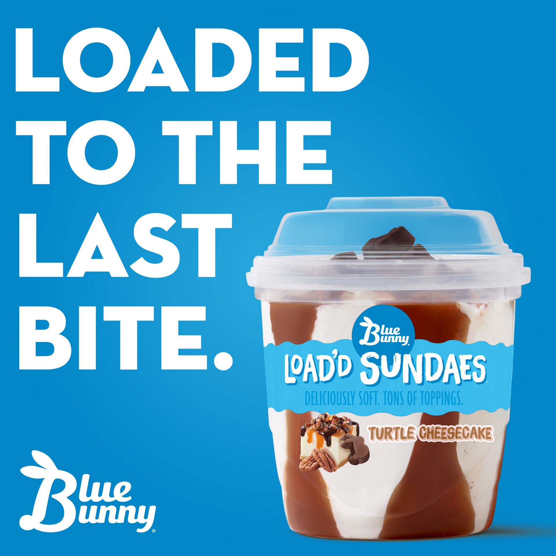 slide 2 of 3, Blue Bunny Load'd Sundaes Turtle Cheesecake, Frozen Dessert Cup, 8.5 fl oz, 8.5 oz