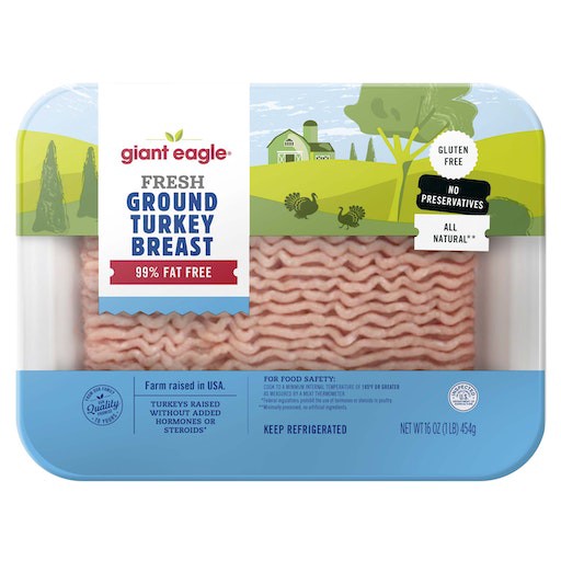 slide 1 of 1, Giant Eagle Turkey Ground Breast, 99% Lean, 1% Fat, 16 oz