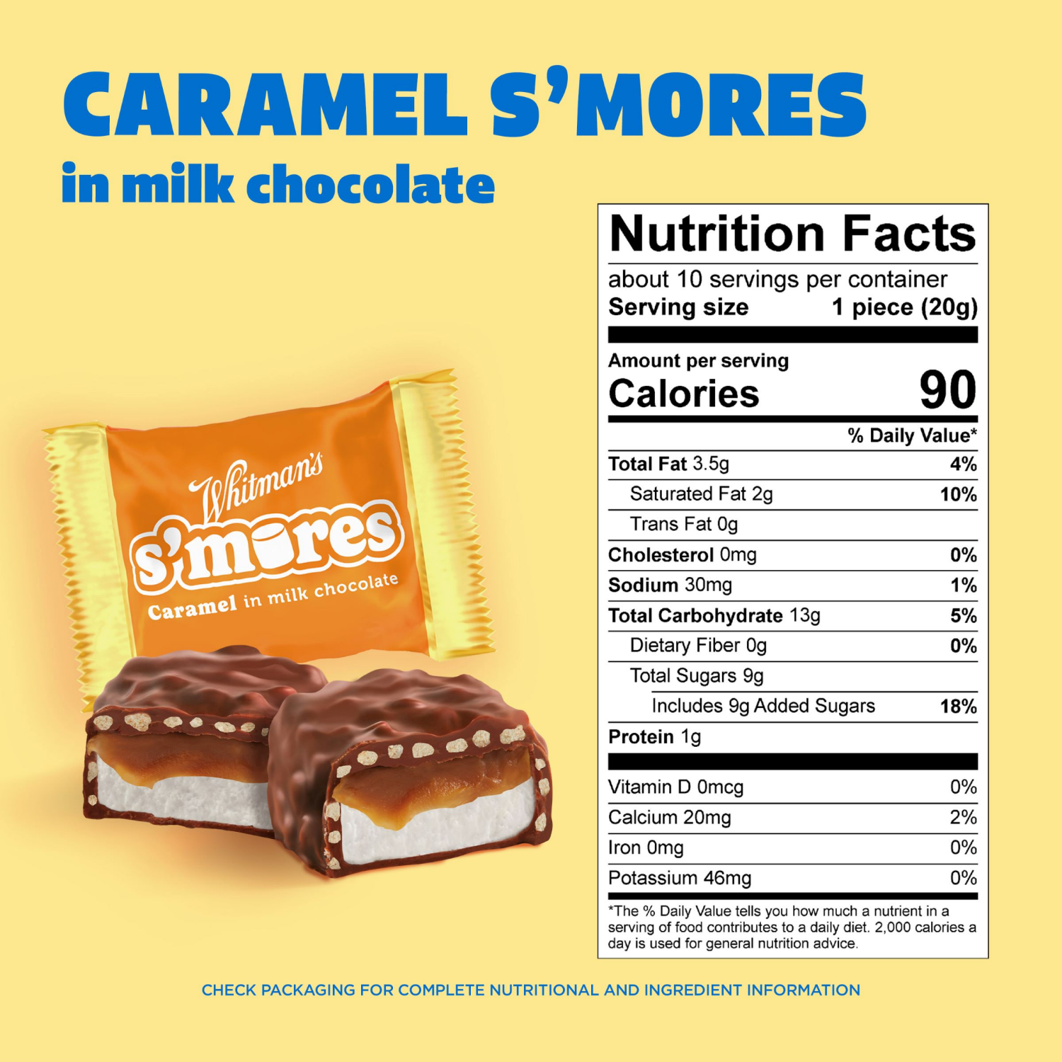 slide 3 of 8, WHITMAN'S S'Mores Caramel Milk Chocolate Candy Bag, 7.3 oz
