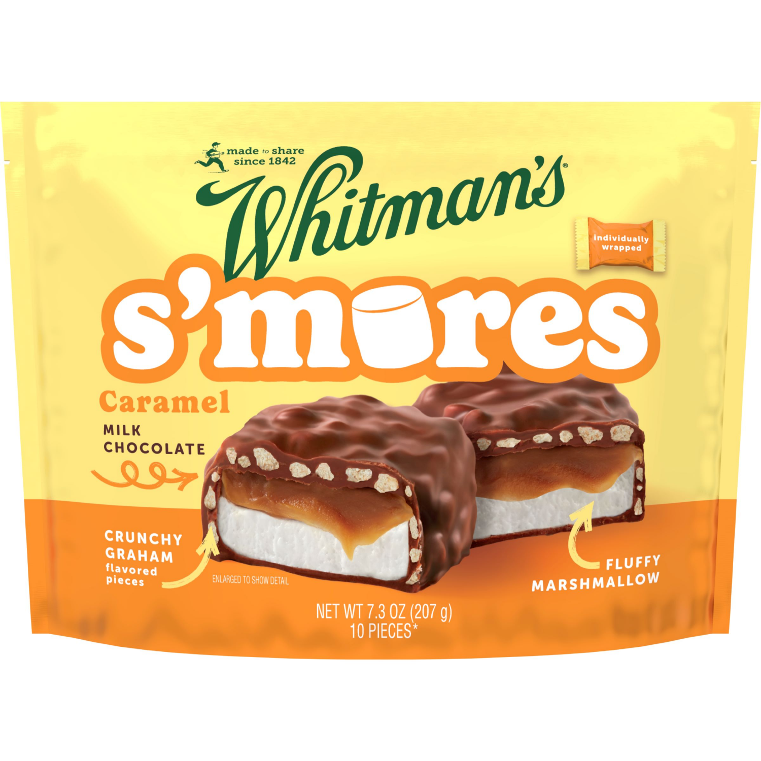 slide 6 of 8, WHITMAN'S S'Mores Caramel Milk Chocolate Candy Bag, 7.3 oz