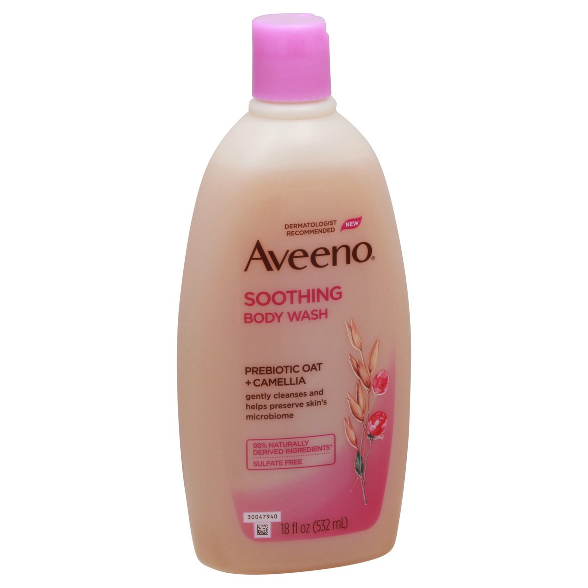 slide 4 of 9, Aveeno Soothing Body Wash Pre-Biotic Oat + Camellia, 18 fl oz