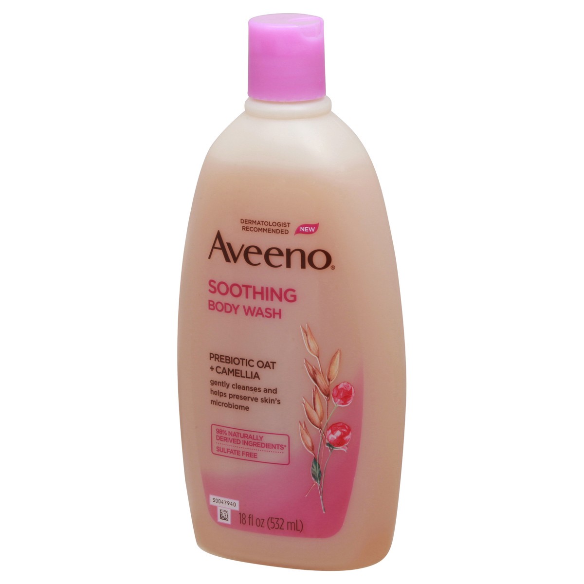 slide 3 of 9, Aveeno Soothing Body Wash Pre-Biotic Oat + Camellia, 18 fl oz