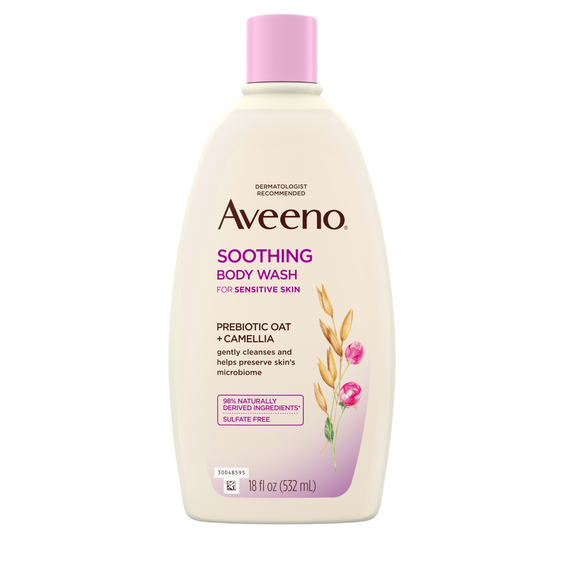 slide 1 of 9, Aveeno Soothing Body Wash Pre-Biotic Oat + Camellia, 18 fl oz