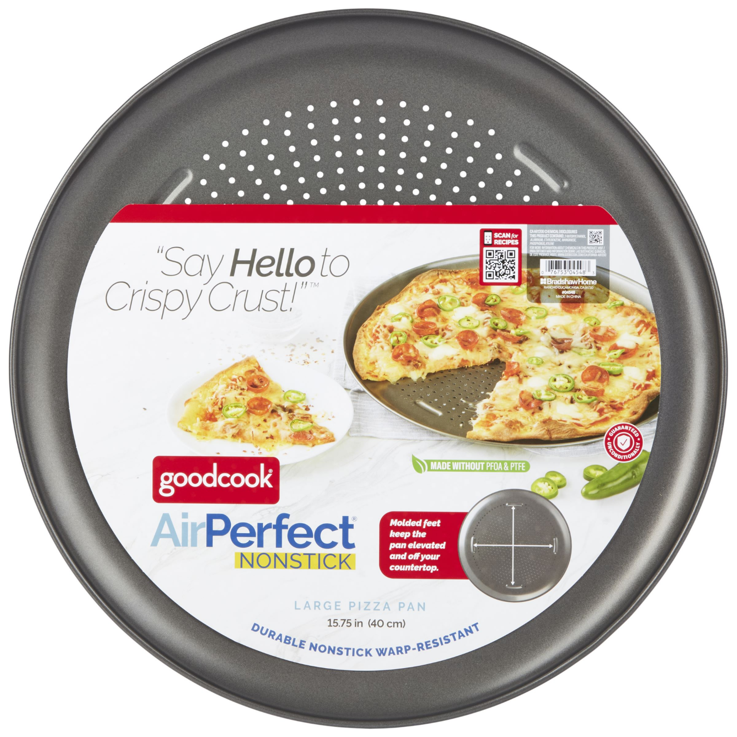 slide 1 of 1, GoodCook 15.75" Large Nonstick Carbon Steel Ready Air Perfect Pizza Pan Gray, 1 ct