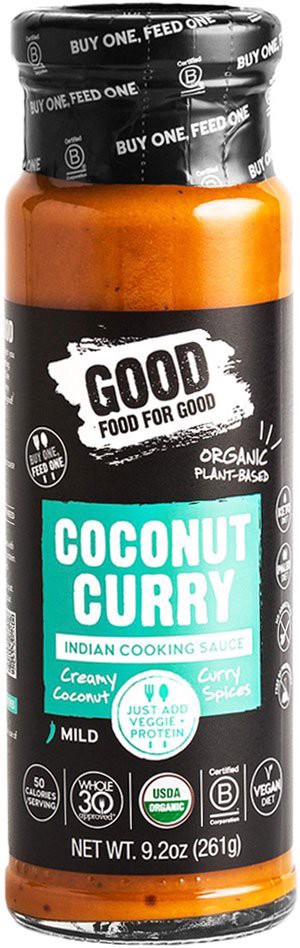 slide 1 of 1, Good Food For Good Coconut Curry Cooking Sauce, 9.2 oz