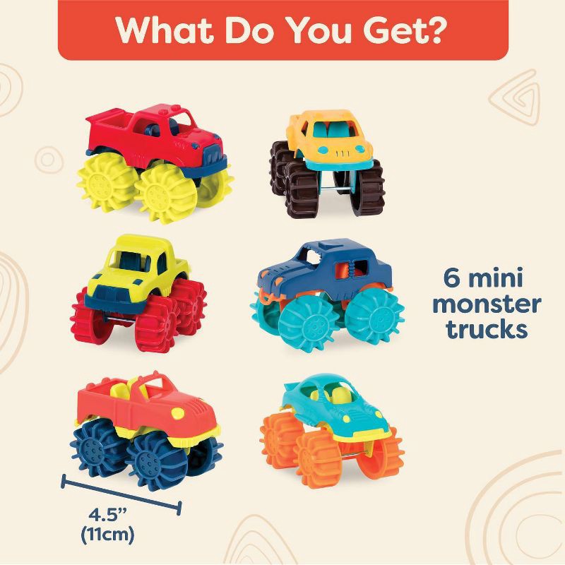slide 2 of 7, B. toys B. Mini Monster Trucks, 1 ct
