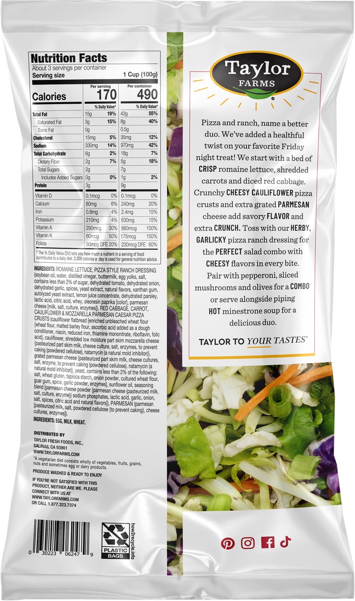 slide 3 of 8, Taylor Farms Pizza Ranch Chopped Salad Kit, 10.3 oz