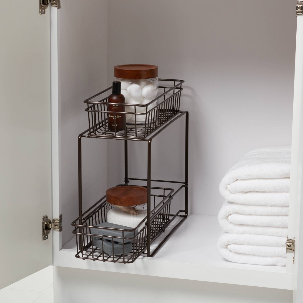 slide 3 of 4, 2 Tier Slide Out Storage Rack Slim Bronze - Threshold, 1 ct