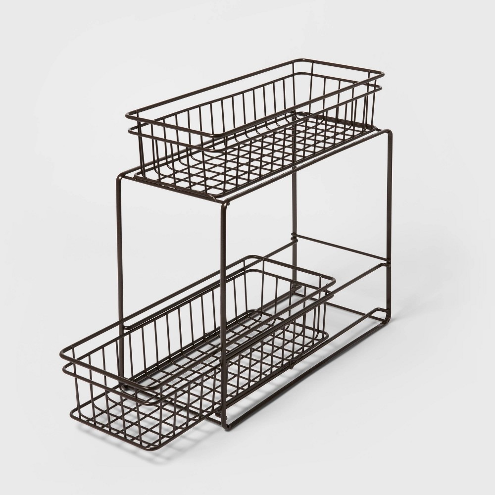 slide 2 of 4, 2 Tier Slide Out Storage Rack Slim Bronze - Threshold, 1 ct