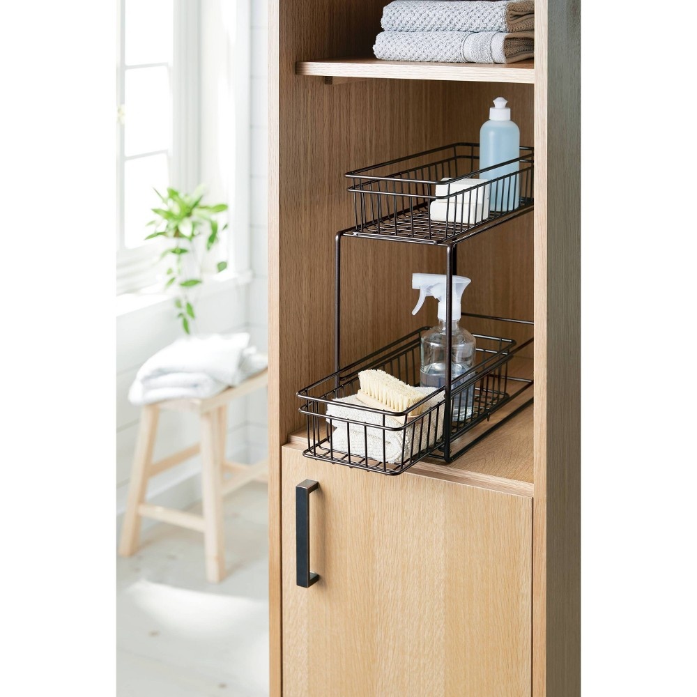 slide 4 of 4, 2 Tier Slide Out Storage Rack Slim Bronze - Threshold, 1 ct